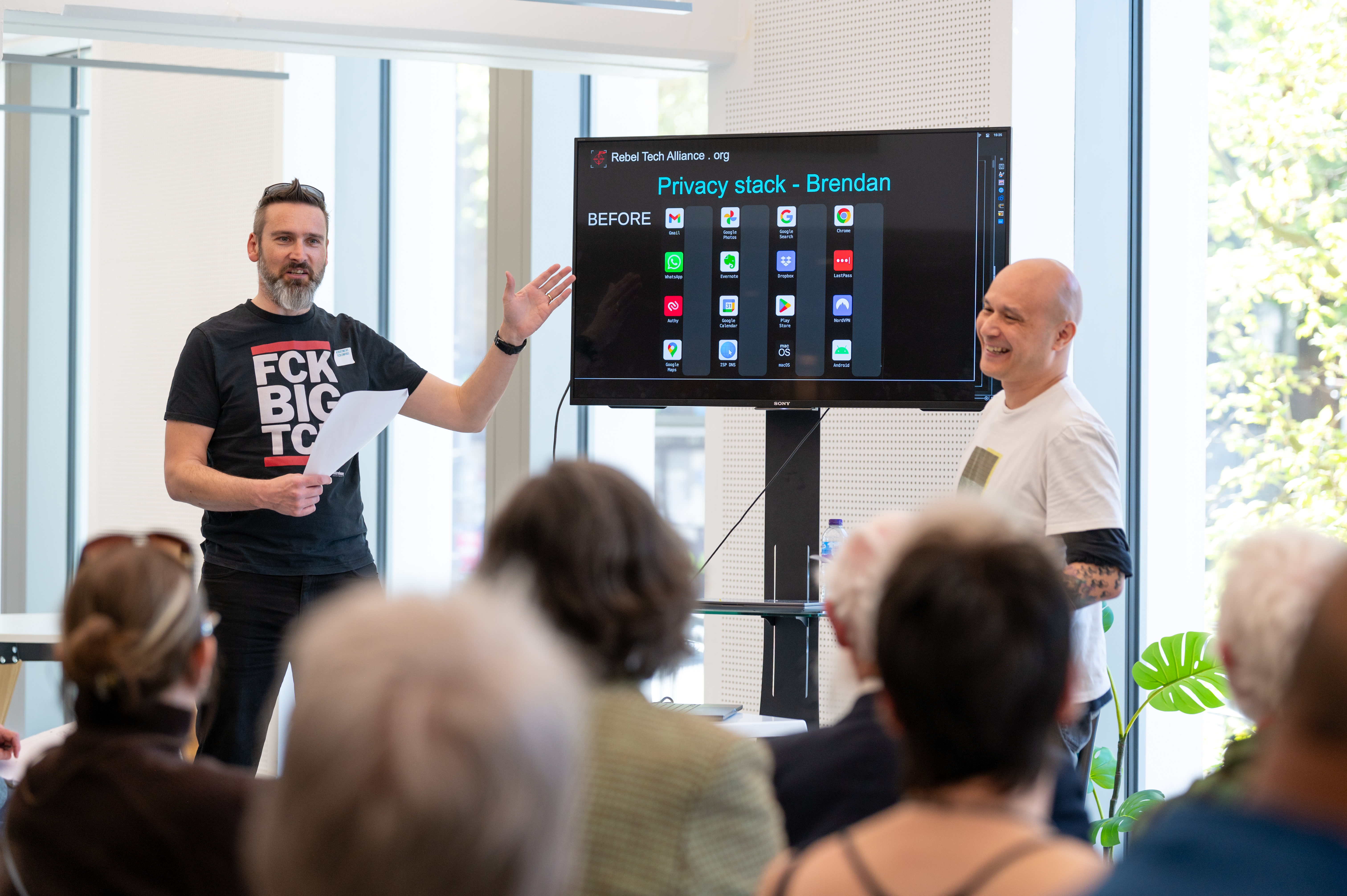 Patrick and Brendan presenting at Resisting Big Tech Empires